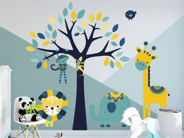 Bold Nursery Safari Wall Sticker Pack, Jungle Wall Sticker, Cute Decal, Decal - image 1