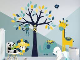 Bold Nursery Safari Wall Sticker Pack, Jungle Wall Sticker, Cute Decal, Decal - thumbnail 1