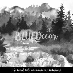 Dark Hand Drawn Watercolor Forest Wall Mural, Removable Wallpaper, Peel & Stick, Covering, Self Adhesive, Decor, Decal #72 - thumbnail 3