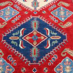 5x7 Ft Kazak Medallion Area Carpet, Red Afghan Hand Knotted Rug, Luxury New Geometric Rug, Rug For Livingroom Carpet - thumbnail 3