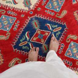 5x7 Ft Kazak Medallion Area Carpet, Red Afghan Hand Knotted Rug, Luxury New Geometric Rug, Rug For Livingroom Carpet - thumbnail 4