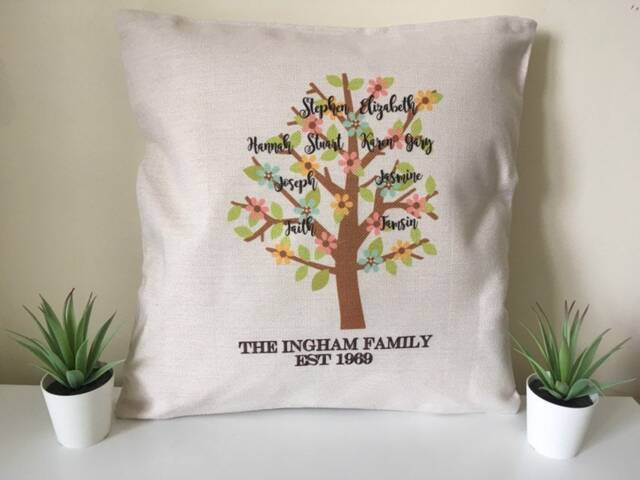 Family Tree Cushion Personalised Names Pillow Custom Made Cover - Mothers Day Gift - image 1