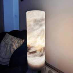 White Onyx Table Lamp Natural Stone Bedside Lighting - thumbnail 3