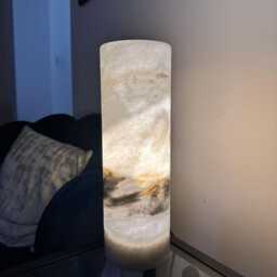 White Onyx Table Lamp Natural Stone Bedside Lighting - thumbnail 4