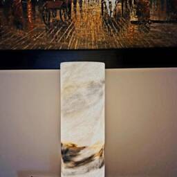 White Onyx Table Lamp Natural Stone Bedside Lighting - thumbnail 2