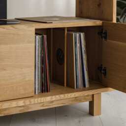 Hazleton' Solid Oak Hi-Fi Cabinet With Vinyl Storage - thumbnail 3