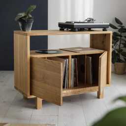 Hazleton' Solid Oak Hi-Fi Cabinet With Vinyl Storage - thumbnail 2