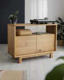 Hazleton' Solid Oak Hi-Fi Cabinet With Vinyl Storage