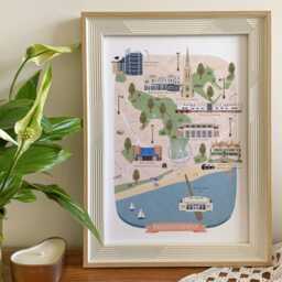 Bournemouth Map, Illustrated Map Of Bournemouth, Poster, Print, Art, University, City Gift - thumbnail 2