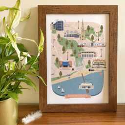 Bournemouth Map, Illustrated Map Of Bournemouth, Poster, Print, Art, University, City Gift - thumbnail 1
