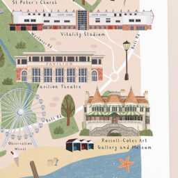 Bournemouth Map, Illustrated Map Of Bournemouth, Poster, Print, Art, University, City Gift - thumbnail 3