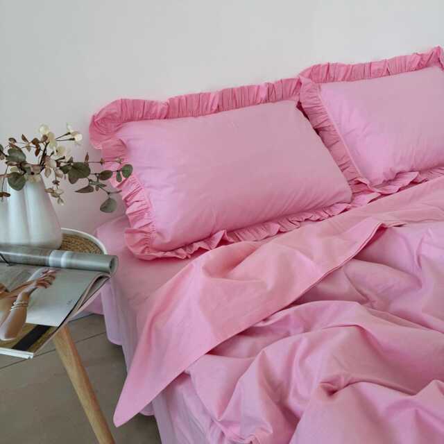 Barbie Pink Ruffle Cotton Bedding Set Duvet Cover, Pillowcases - image 1