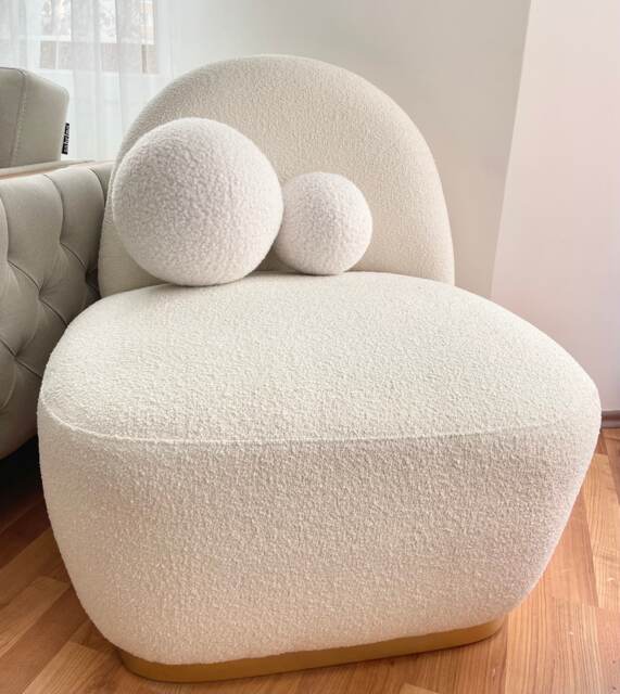 Boucle Ball Pillow, Handmade Teddy Cushion, Modern Home Decor - image 1