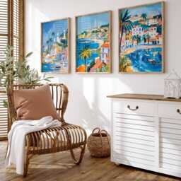 Set Of 3 Cascais Poster, Portugal Beach European Coastal Decor, Ocean Travel Print, Wall Art - thumbnail 3