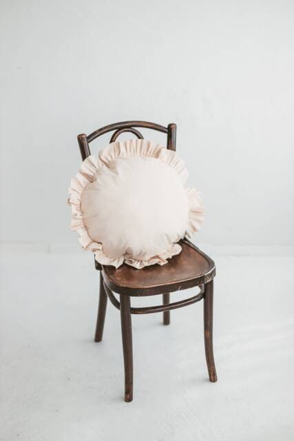 Round Ruffle Pillow, Throw Cushion, Circle Boho Decorative Pillow Cover, Shabby Decor, Soft - image 1