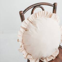 Round Ruffle Pillow, Throw Cushion, Circle Boho Decorative Pillow Cover, Shabby Decor, Soft - thumbnail 2