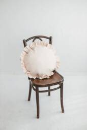Round Ruffle Pillow, Throw Cushion, Circle Boho Decorative Pillow Cover, Shabby Decor, Soft - thumbnail 1