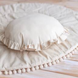 Round Ruffle Pillow, Throw Cushion, Circle Boho Decorative Pillow Cover, Shabby Decor, Soft - thumbnail 3