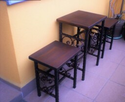 Vintage Wrought Iron Balcony Set 2 Chairs & 1 Table Garden Furniture Handmade - thumbnail 1
