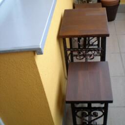 Vintage Wrought Iron Balcony Set 2 Chairs & 1 Table Garden Furniture Handmade - thumbnail 2