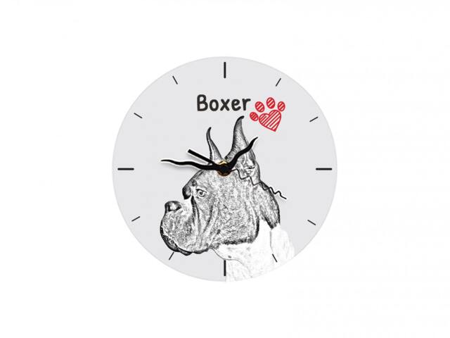 Boxer Cropped, Free Standing Mdf Floor Clock With An Image Of A Dog - image 1