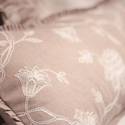 Embroidered Floral Lumbar Pillow - Clarke & Mocha Cushion - thumbnail 2