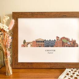 Chester Skyline Print, Hand Drawn Illustrated Poster, Colourful Art, Housewarming Gift, New Home, Detailed Cityscape - thumbnail 2