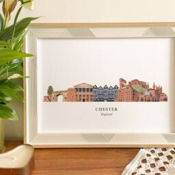 Chester Skyline Print, Hand Drawn Illustrated Poster, Colourful Art, Housewarming Gift, New Home, Detailed Cityscape - thumbnail 3