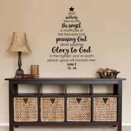 Christmas Tree Bible Verse Decal - Holiday Decor Luke 2 13-14 Wall Vinyl - thumbnail 2