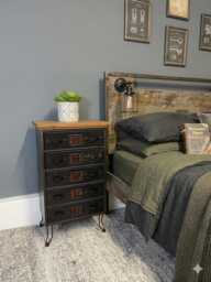 Industrial Style Drawer Chest, Retro Metal Bedside Table, Hallway Storage Unit - thumbnail 1