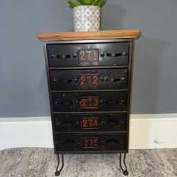 Industrial Style Drawer Chest, Retro Metal Bedside Table, Hallway Storage Unit - thumbnail 2