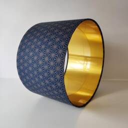 Navy Geometric Lampshade With Gold Lining, Kasuri - thumbnail 2