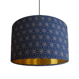 Navy Geometric Lampshade With Gold Lining, Kasuri - thumbnail 1