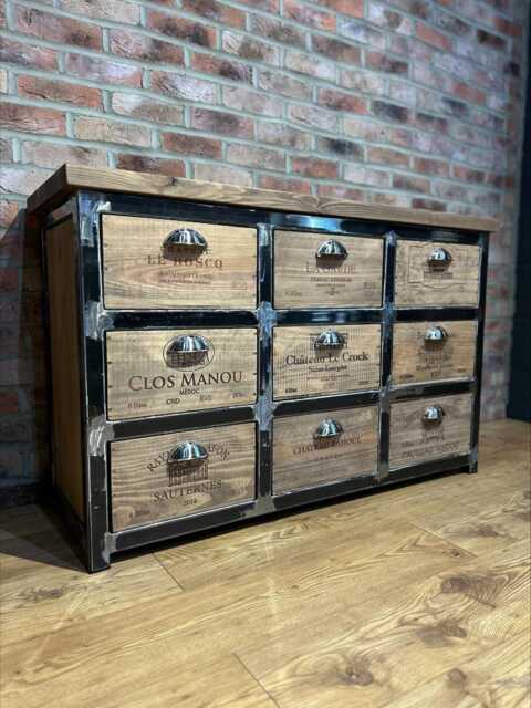 9 Drawer Industrial Wine Box Unit Side Board - image 1