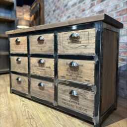 9 Drawer Industrial Wine Box Unit Side Board - thumbnail 2