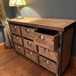 9 Drawer Industrial Wine Box Unit Side Board - thumbnail 4