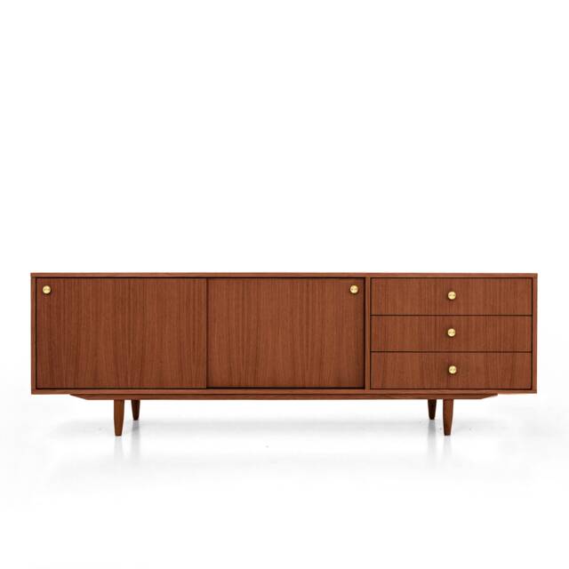 Mid-Century Sideboard, Dresser, Commode, Credenza Made Of Oak Vaneer - Teak Colour Livlo T-S03 - image 1