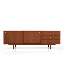 Mid-Century Sideboard, Dresser, Commode, Credenza Made Of Oak Vaneer - Teak Colour Livlo T-S03