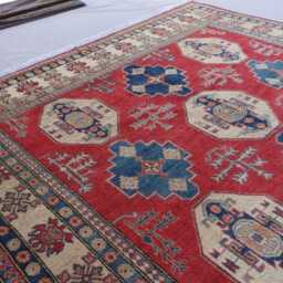 9x12 Large Kazak Area Rug, Red Afghan Natural Dyes Hand Knotted Wool Rugs For Living Room, Bedroom Caucasian Design Oriental Rug - thumbnail 3