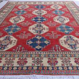 9x12 Large Kazak Area Rug, Red Afghan Natural Dyes Hand Knotted Wool Rugs For Living Room, Bedroom Caucasian Design Oriental Rug - thumbnail 2