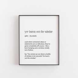 Scottish Art, Yer Bums Oot The Windae, Decor, Slang, Phrases, Scotland Print, Scot Gift Ideas - Words - thumbnail 2