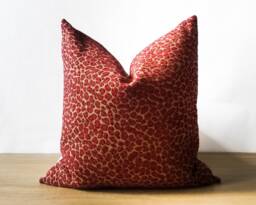Red Cheetah Pillow Cover - Burgundy Jacquard Animal Print Throw Glam Regency D??cor -- Lumbar Sizes + Feather Inserts Available - thumbnail 1