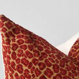 Red Cheetah Pillow Cover - Burgundy Jacquard Animal Print Throw Glam Regency D??cor -- Lumbar Sizes + Feather Inserts Available - thumbnail 3