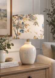 Fibre Naturelle Giverny Camille Pervenche Flower Lampshade UK Made Tree Leaves Floor Ceiling Table Lamp Shade Vintage Garden Bedroom Retro