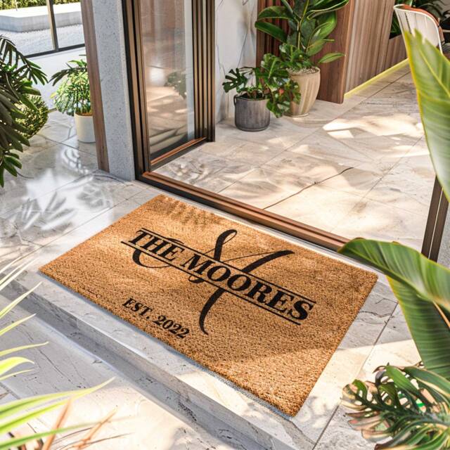 Personalized Monogram Family Name Doormat - Closing Gift Last Door Mat Welcome Housewarming New Home Realtor - image 1