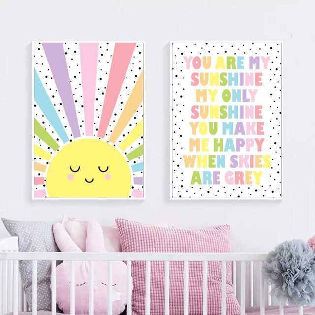 You Are My Sunshine Prints Rainbow Nursery Wall Art, Set Of 2 - image 1