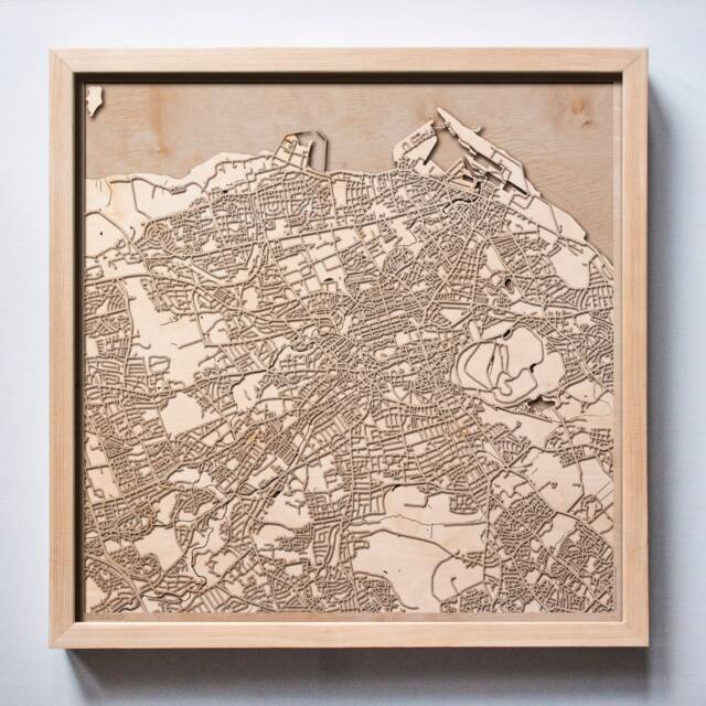 Edinburgh Wooden Map - Laser Cut City Streets, Framed Wall Art - image 1