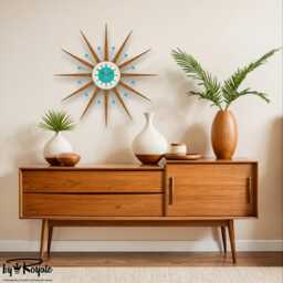 Teak Starburst Clock Mid Century Modern Wall Decor, 27 - thumbnail 2
