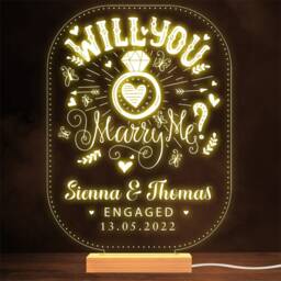 Will You Marry Me Engagement Diamond Love Personalised Gift Lamp Night Light - thumbnail 1
