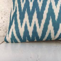 Silk Ikat Lumbar Pillow Cover 10x24, Handwoven Decorative Cushion - thumbnail 3